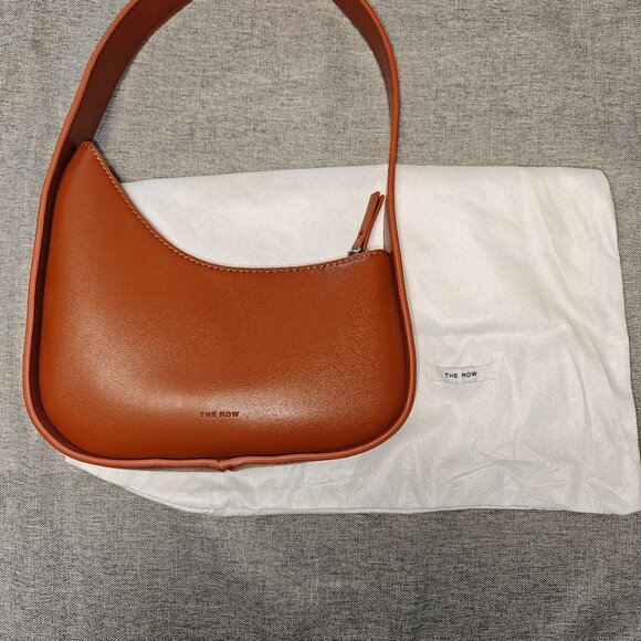 The Row Brown Leather Crescent Shoulder Purse